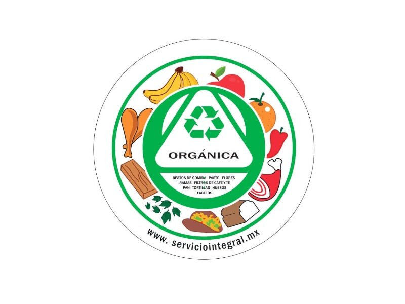 Uso de etiqueta verde o bote verde para la separación de residuos orgánicos como restos de comida y jardinería en CDMX.